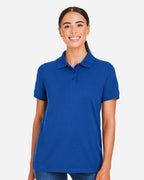 Harriton M205W, 13916 Women's Valiant Cotton Snag Protect Polo, Black