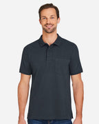 Harriton M205P, 13921 Men's Valiant Cotton Snag Protect Pocket Polo, Black