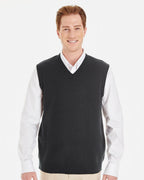 Harriton M415, 13947 Men's Pilbloc V-neck Sweater Vest, Black