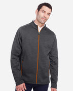North End 14055, Ne712 Men's Flux 2.0 Full-zip Jacket, Carbon Heather/ Black