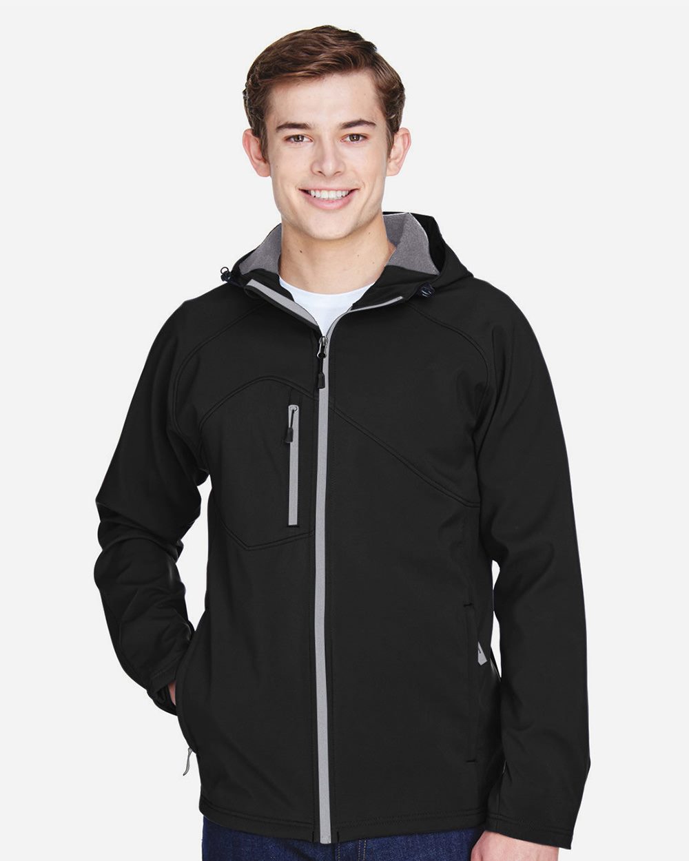 North End 88166 Men's Prospect Two-Layer Fleece Bonded Soft Shell Hooded Jacket