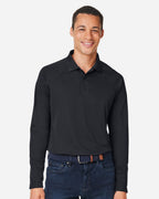 Harriton M208L, 14198 Men's Charge Snag And Soil Protect Long Sleeve Polo, Black