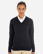 Harriton M420W, 14389 Women's Pilbloc V-neck Sweater, Black