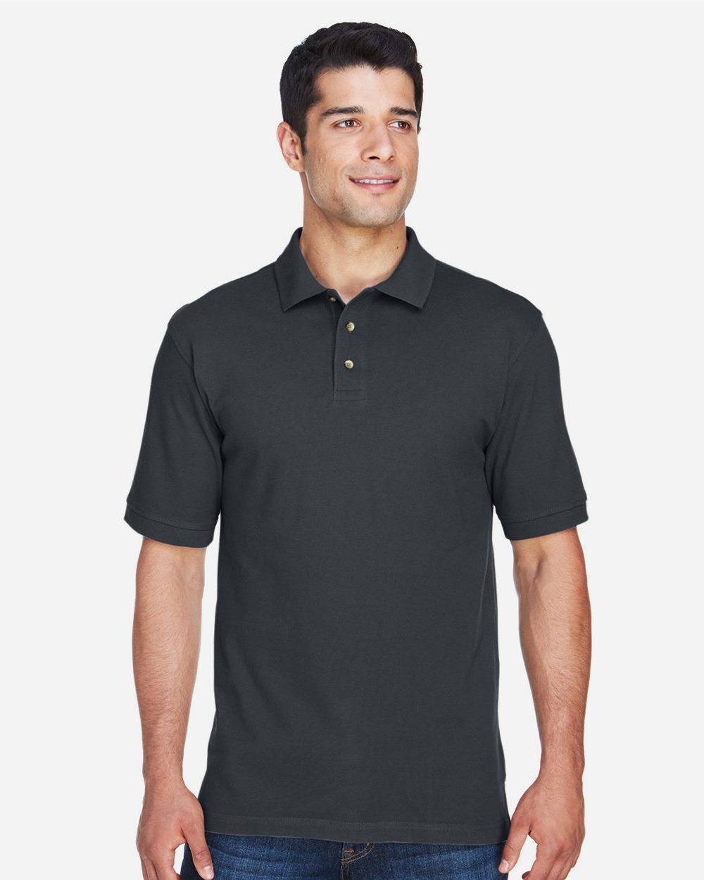 Harriton 14531, M200t Men's Tall Cotton Pique Polo, Black
