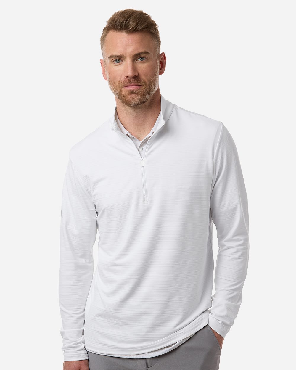 Adidas A708, Men's Textured Stripe Quarter-zip Pullover, Black