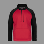 CX2 L01630, - Oakland - Adult Polyester Pullover Hooded Sweatshirt, Red/Black