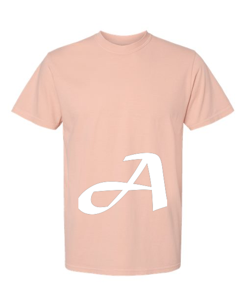 Alphabet A T-Shirt 9 inch calligraphy Black ink, Peachy