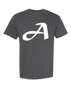 Alphabet A T-Shirt 9 inch calligraphy White ink, Pepper