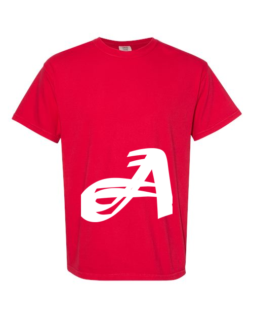 Alphabet A T-Shirt 9 inch calligraphy White ink, Red