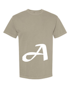 Alphabet A T-Shirt 9 inch calligraphy White ink, Sandstone