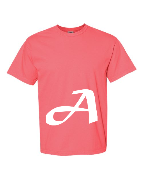 Alphabet A T-Shirt 9 inch calligraphy White ink, Watermelon