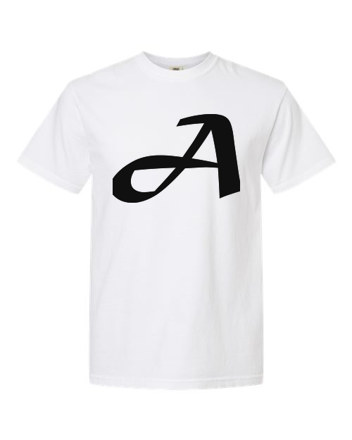 Alphabet A T-Shirt 9 inch calligraphy Black ink, White