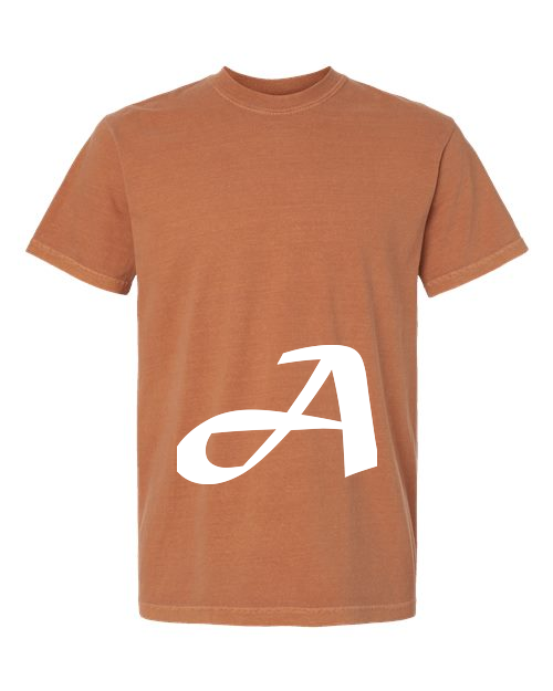 Alphabet A T-Shirt 9 inch calligraphy White ink, Yam