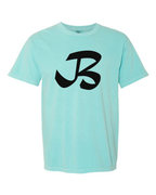 Alphabet B T-Shirt 9 inch calligraphy Black ink, Chalky Mint