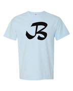 Alphabet B T-Shirt 9 inch calligraphy Black ink, Chambray