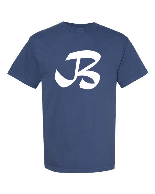 Alphabet B T-Shirt 9 inch calligraphy White ink, China Blue
