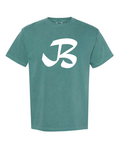 Alphabet B T-Shirt 9 inch calligraphy White ink, Emerald