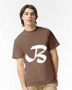 Alphabet B T-Shirt 9 inch calligraphy White ink, Espresso