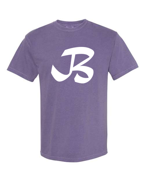 Alphabet B T-Shirt 9 inch calligraphy White ink, Grape