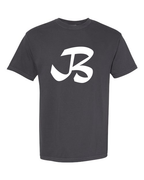 Alphabet B T-Shirt 9 inch calligraphy White ink, Graphite