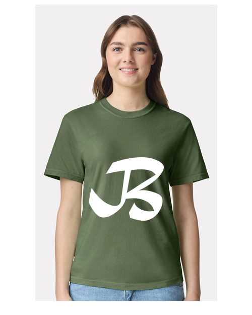 Alphabet B T-Shirt 9 inch calligraphy White ink, Hemp