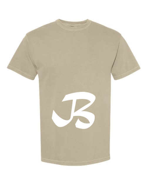 Alphabet B T-Shirt 9 inch calligraphy White ink, Khaki