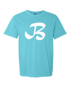 Alphabet B T-Shirt 9 inch calligraphy White ink, Lagoon