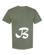 Alphabet B T-Shirt 9 inch calligraphy White ink, Moss