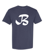 Alphabet B T-Shirt 9 inch calligraphy White ink, Navy