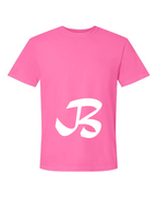 Alphabet B T-Shirt 9 inch calligraphy White ink, Neon Pink