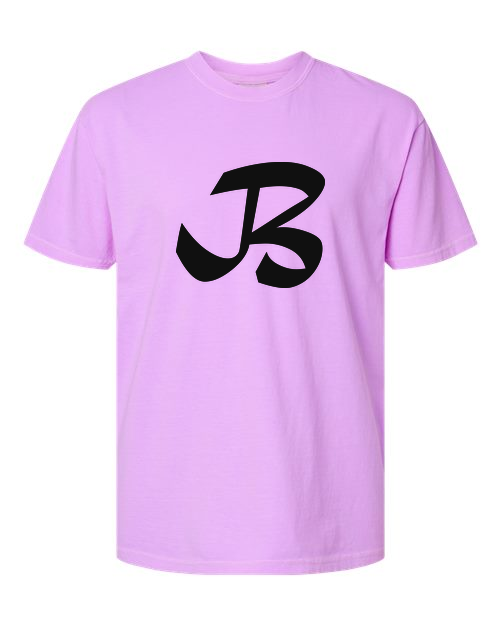 Alphabet B T-Shirt 9 inch calligraphy Black ink, Neon Violet