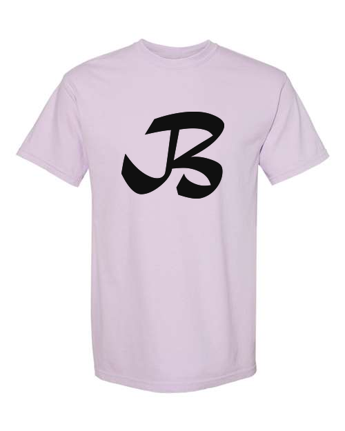Alphabet B T-Shirt 9 inch calligraphy Black ink, Orchid
