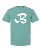 Alphabet B T-Shirt 9 inch calligraphy White ink, Seafoam