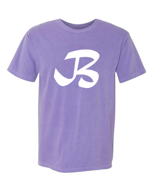 Alphabet B T-Shirt 9 inch calligraphy White ink, Violet