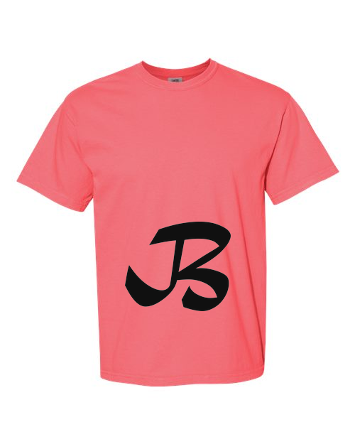 Alphabet B T-Shirt 9 inch calligraphy Black ink, Watermelon