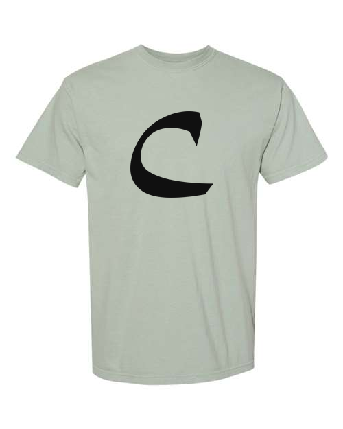 Alphabet C T-Shirt 9 inch calligraphy Black ink, Bay