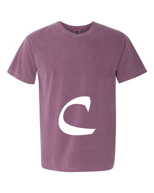 Alphabet C T-Shirt 9 inch calligraphy White ink, Berry