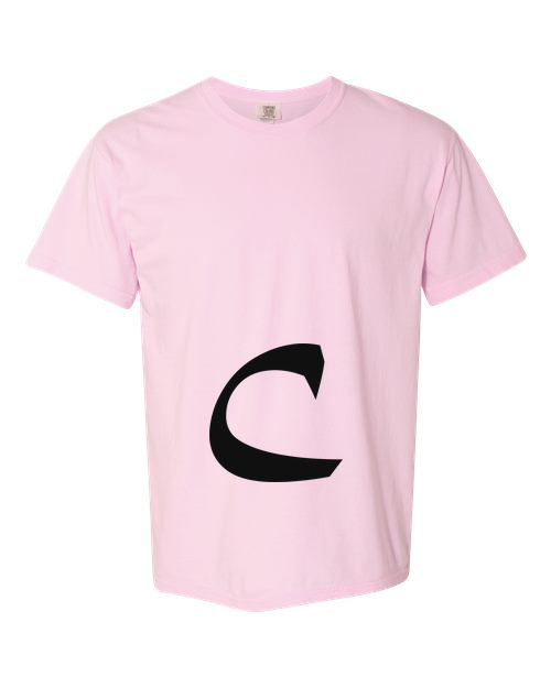 Alphabet C T-Shirt 9 inch calligraphy Black ink, Blossom