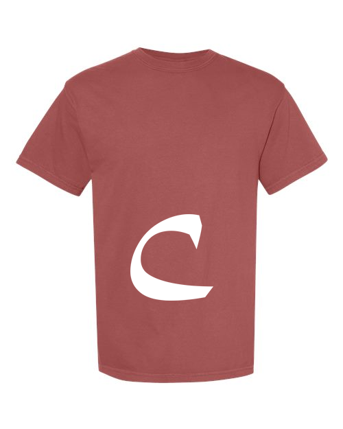 Alphabet C T-Shirt 9 inch calligraphy White ink, Brick