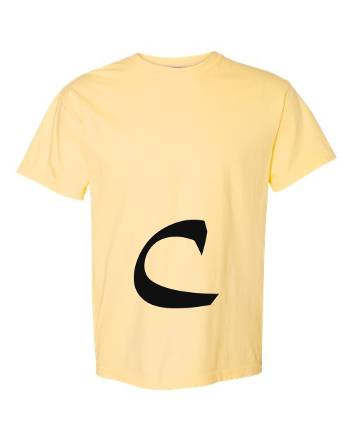 Alphabet C T-Shirt 9 inch calligraphy Black ink, Butter