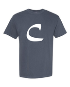 Alphabet C T-Shirt 9 inch calligraphy White ink, Denim