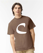 Alphabet C T-Shirt 9 inch calligraphy White ink, Espresso