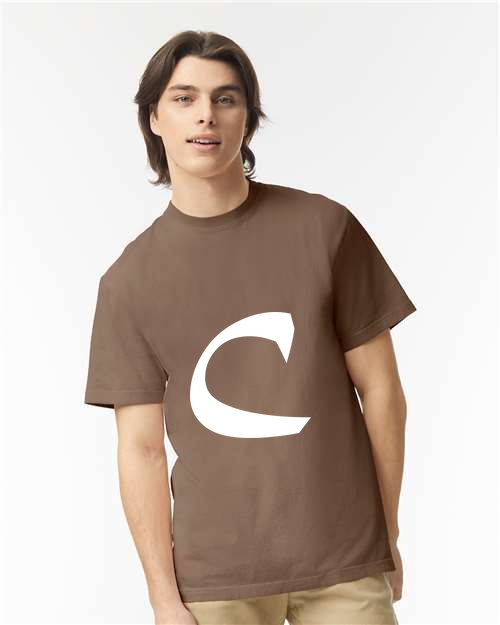 Alphabet C T-Shirt 9 inch calligraphy White ink, Espresso
