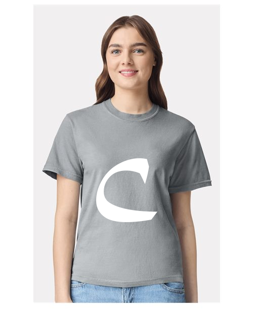 Alphabet C T-Shirt 9 inch calligraphy White ink, Granite