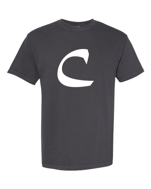 Alphabet C T-Shirt 9 inch calligraphy White ink, Graphite
