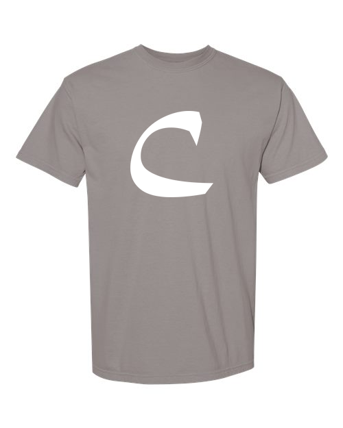 Alphabet C T-Shirt 9 inch calligraphy White ink, Grey