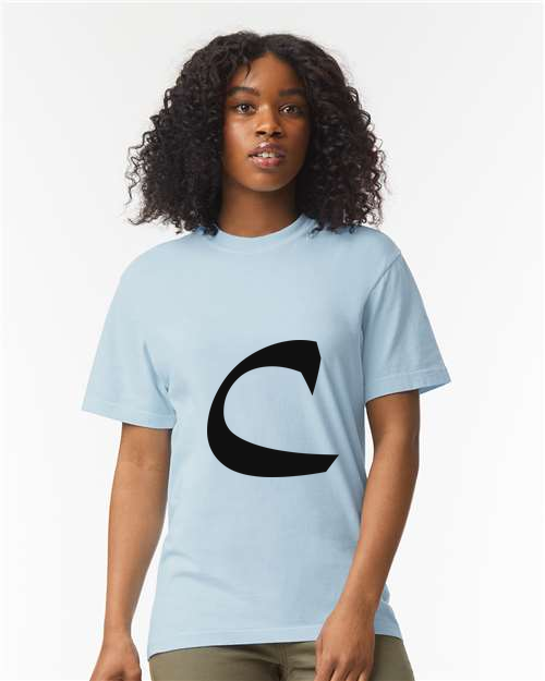 Alphabet C T-Shirt 9 inch calligraphy Black ink, Hydrangea