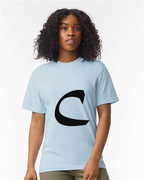 Alphabet C T-Shirt 9 inch calligraphy Black ink, Hydrangea