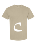 Alphabet C T-Shirt 9 inch calligraphy White ink, Khaki