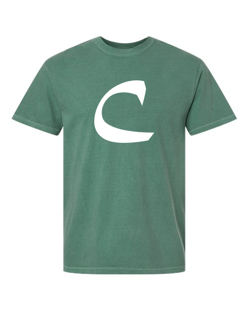 Alphabet C T-Shirt 9 inch calligraphy White ink, Light Green
